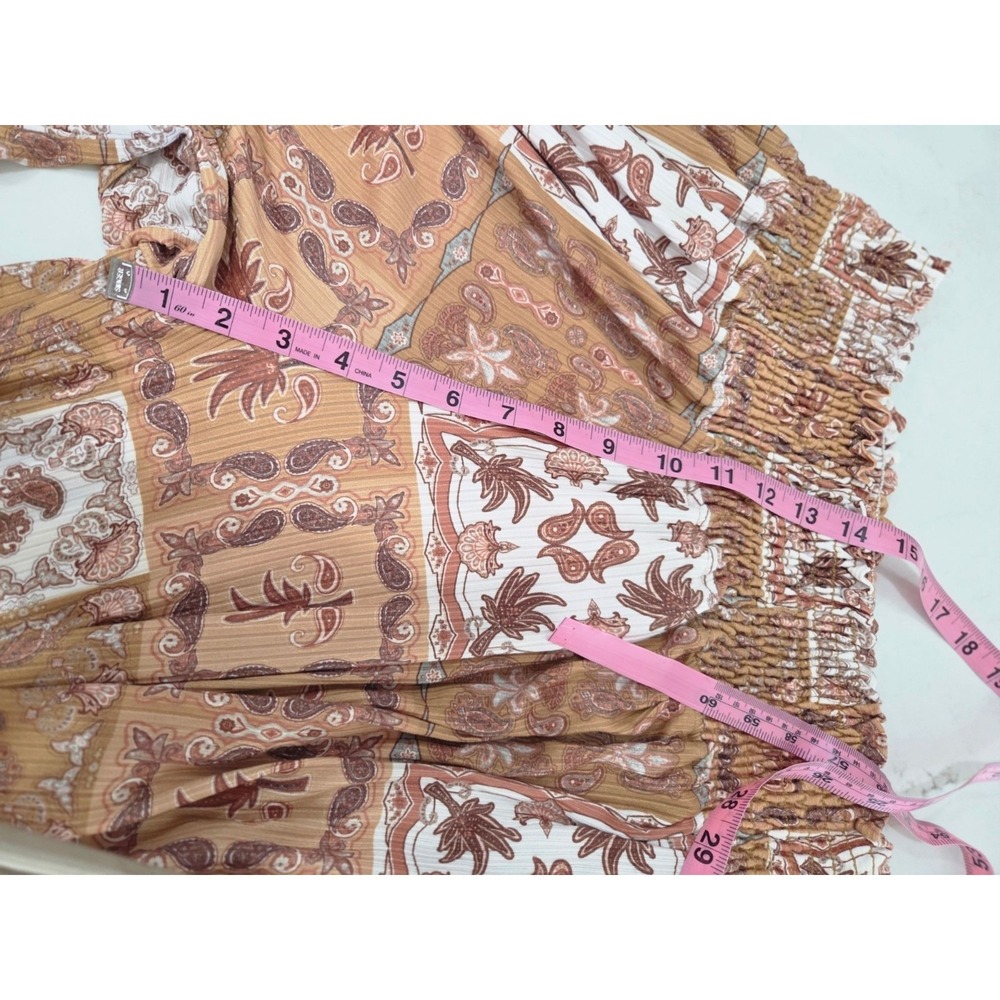 Three Bird Nest Wide Leg Pants XL Printed Smocked Waist Boho Paisley Palazzo NWT - Picture 8 of 14